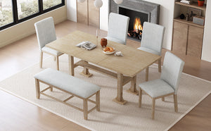 TOPMAX Farmhouse 6-Piece Extendable Dining Table Set