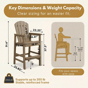 HDPE Bar Height Adirondack Chair with Cup Holder