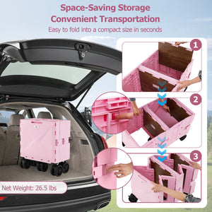 Large Foldable Utility Cart with 2-Tier Storage Crates and Telescoping Handle