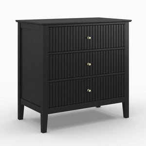Fluted 3 Drawer Nightstand With Soft Close Slides