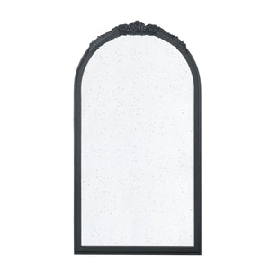 Hand Carved Rose Antique Mirror Frame, Wood Arch Mirror Wall Decor For Living Room