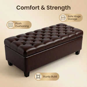 Storage Ottoman Bench With Safety Hinges