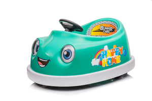 Bumper Car For Kids, 12V Dual Drive 1-6 Years Old Children's Electric Car With Pushrod Dinner Plate USB Bt Music Rocking Horse Mode Anti-Collision Bumper Ride On Car