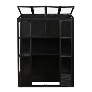 TOPMAX 78-inch Wooden Greenhouse Cold Frame with 4 Independent Skylights and 2 Folding Middle Shelves