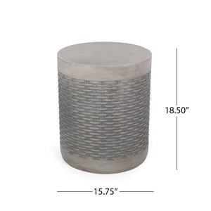 Outdoor Lightweight End Table Round Concrete - Natural