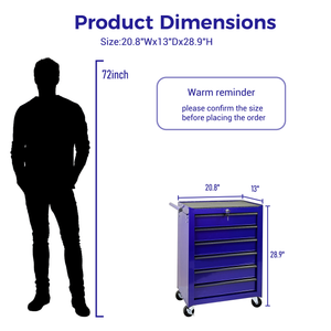 Rolling Metal Tool Chest with 6 Drawers, 20" Cabinet - Purple