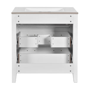 Retro Bathroom Vanity With Sink Combo, Free Standing Single Set With 3 Drawers