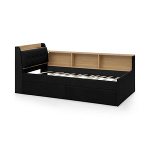 Upholstered Daybed With Storage Headboard, Wireless Charging, LED Lights