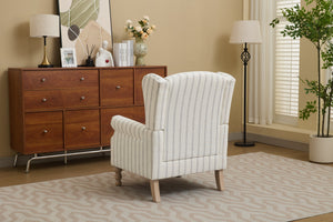 Modern Accent Chair with Retro Wood Legs and Floral Design
