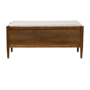 Accent Bench With Storage, Upholstered Cushion - Walnut Brown