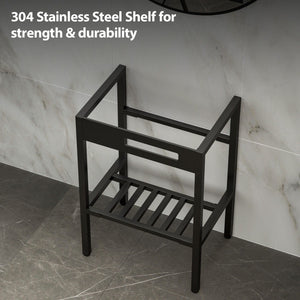 Console Sink With 304 Legs, 24" X 16.75", Wall Mounted Design - White / Black