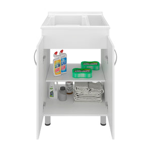 Demolotion Utility Sink Cabinet with Dual Compartments and Storage