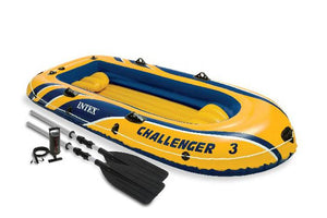 Intex Challenger 3 Inflatable Water Raft Boat Set with Pump and Oars, (2 Pack)