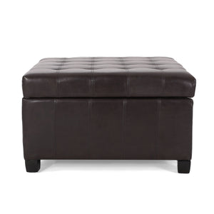 Upholstered Tufted PU Leather Storage Ottoman