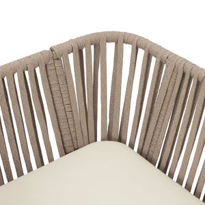 Acacia Wood Outdoor Corner Chair with Rope Back & Weather-Resistant Cushion