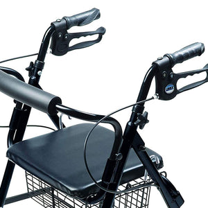 Lumex Walkabout Padded Lightweight 4 Wheel Hemi Rollator for Petite Users, Black