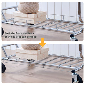Heavy Duty Double Clothing Garment Rack With Shelves - Silver