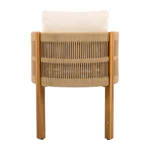 Outdoor Dining Set with Acacia Wood Table and 4 Chairs, Beige