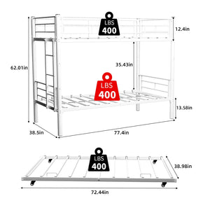 Bunk Bed For Kids, Convertible Frame With Ladders & Guardrail