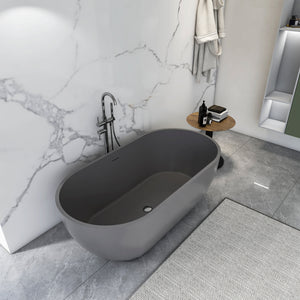 63 Inch Solid Surface Oval Shape Freestanding Bathtub