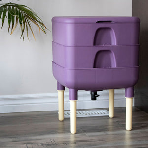 FCMP Outdoor Essential Living 6 Gallon Worm Composter Bin w/ Garden Trays, Plum