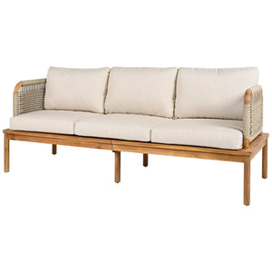 Outdoor 4-piece Acacia Wood and Rope Patio Sofa Set