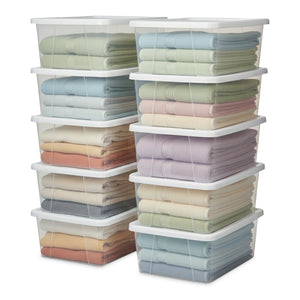 Homz 6 Qt Multipurpose Plastic Storage Containers with Latching Lid, (10 Pack)