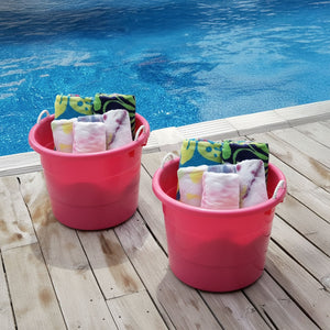 Homz Plastic 18 Gal Utility Bucket Tub w/ Rope Handle, Pink (2 Pack)