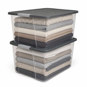 Homz 64 Qt Secure Latching Large Clear Plastic Storage Bin w/ Gray Lid (4 Pack)