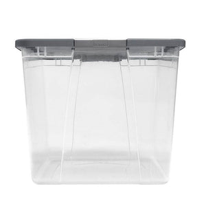 Homz 64Qt Stackable Plastic Storage Bin Container Box w/Latch Lid, Gray (2 Pack)