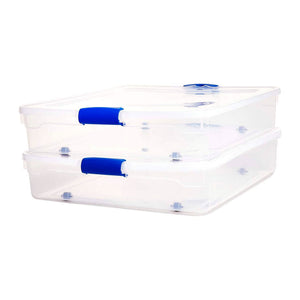 Homz 56 Quart Underbed Secure Latching Clear Plastic Storage Container, 4 Pack