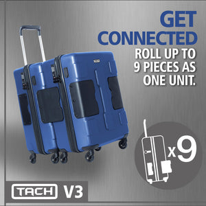 TACH V3.1 Connectable Hard Shell Carry On Spinner Suitcase Luggage, Midnight Blue