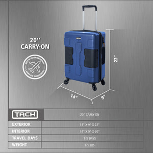 TACH V3.1 Connectable Hard Shell Carry On Spinner Suitcase Luggage, Midnight Blue