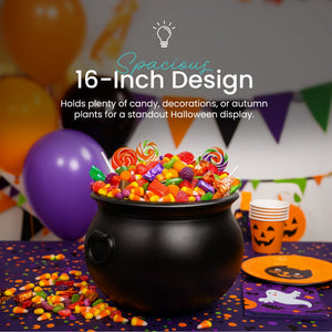 Union Products 55160 16 Inch Witch Cauldron Halloween Decoration, Black (2 Pack)