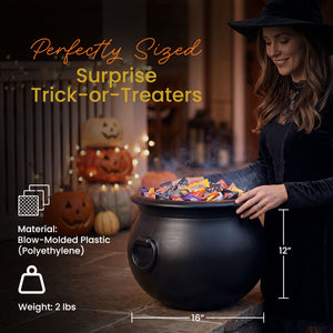 Union Products 55160 16 Inch Witch Cauldron Spooky Halloween Decoration, Black