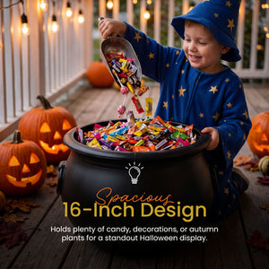Union Products 55160 16 Inch Witch Cauldron Spooky Halloween Decoration, Black