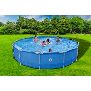JLeisure Avenli 15 Foot x 36 Inch Steel Frame LamTech Above Ground Swimming Pool