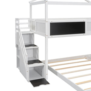 House Style Bunk Bed With Storage Staircase And board