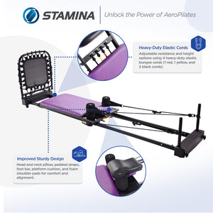 Stamina 55-4379 AeroPilates Reformer Plus Whole Body Resistance Workout Equipment