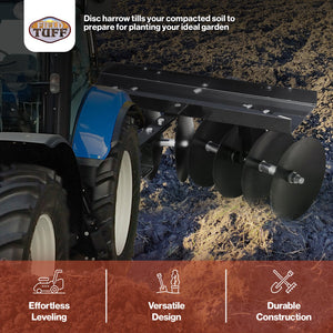 Field Tuff 39 Inch Tow Behind Garden Soil Cultivator Sleeve Hitch Disc Harrow
