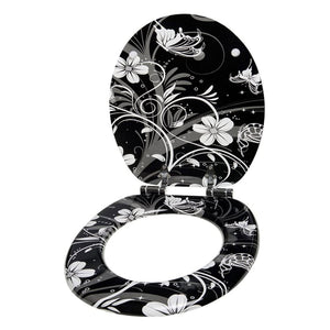 Sanilo 111 Round Soft Close Molded Wooden Toilet Seat, White Flower (Damaged)