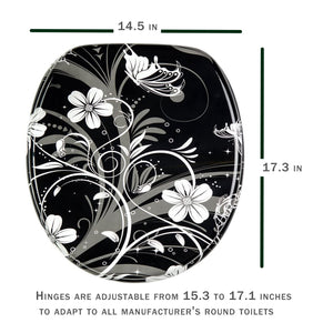 Sanilo 111 Round Soft Close Molded Wooden Toilet Seat, White Flower (Damaged)