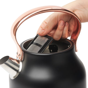 Haden Heritage 1.7L Stainless Steel Electric Water Tea Kettle, Black & Copper