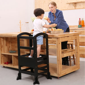 SDADI LT02B Kids Kitchen Adjustable Height Learning Step Stool Tower, Black
