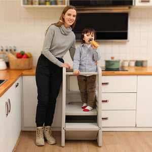 SDADI Kids Durable Plastic Step Stool with 3 Adjustable Heights, Light Gray