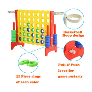 SDADI Giant 33 Inch 4-In-A-Row Game and Basketball Game for Kids, Yellow and Red