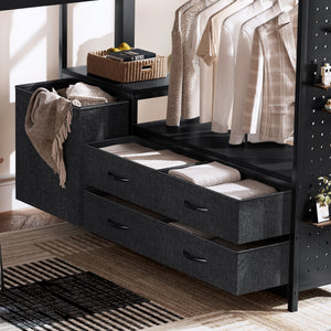 Queen Size Loft Bed with Desk & Shelves