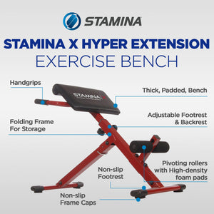 Stamina X Adjustable Ab Back Core Strength Exercise Fitness Hyperextension Bench