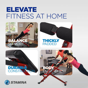 Stamina X Adjustable Ab Back Core Strength Exercise Fitness Hyperextension Bench