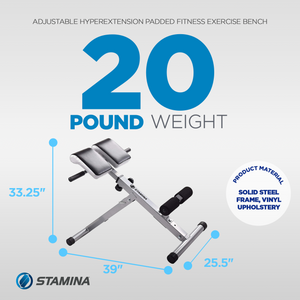Stamina Products 2014 Adjustable Hyperextension Padded Fitness Exercise Bench